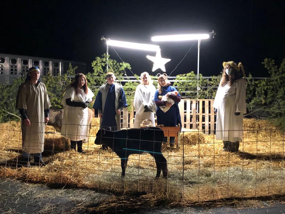 Live nativity scene during a Christmas event